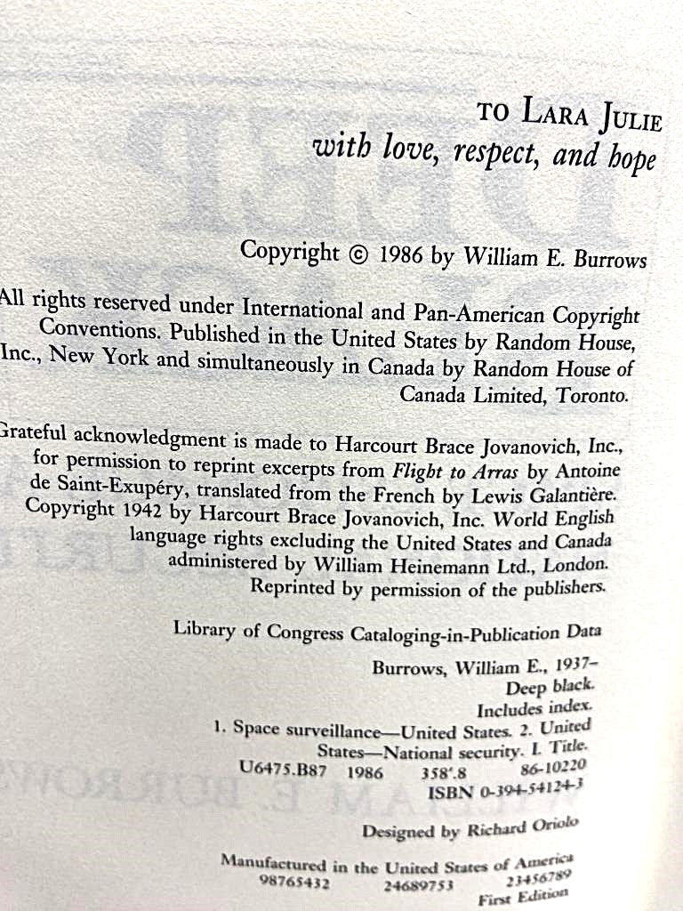 Deep Black Space Espionage & National Security by William E. Burrows - Unique Collectibles