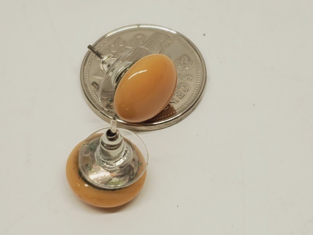 Vintage Glass Peach Colored Pierced Earrings - Unique Collectibles