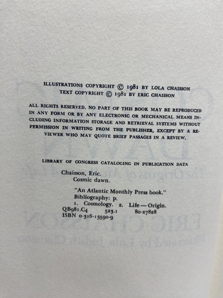 1981 BOOK Cosmic Dawn Origins of Matter & Life by Eric Chaisson - Unique Collectibles