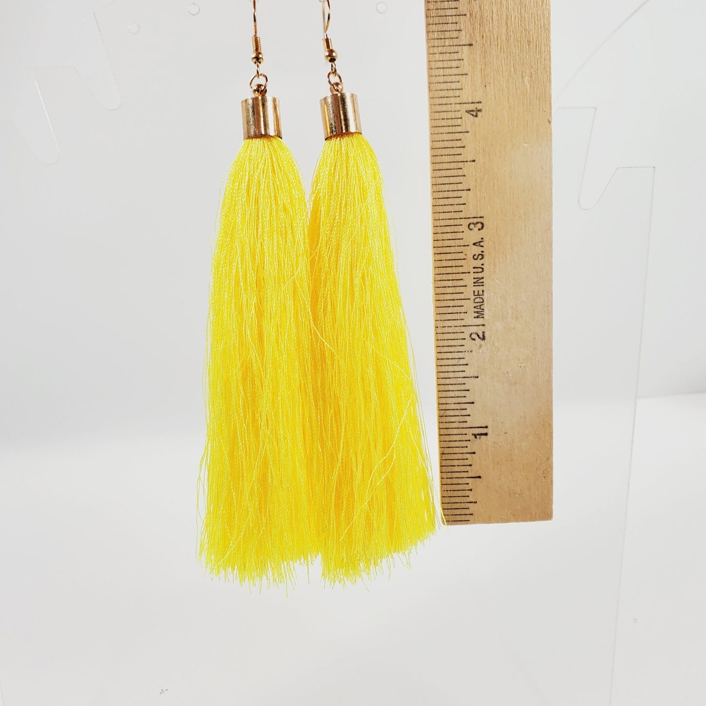 Yellow Fringe Tassel 5" Earrings - Unique Collectibles