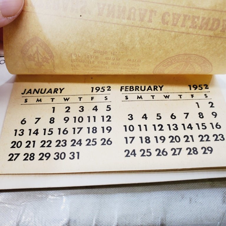 1952 Veteran's Calendar Well Preserved Condition - Unique Collectibles