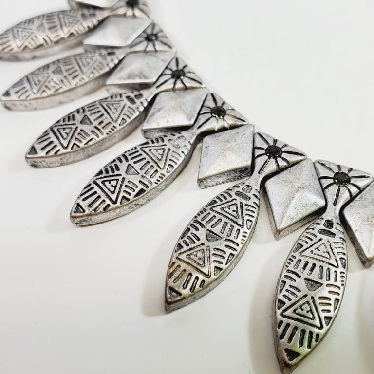 Tribal - Inspired Geometric Statement Necklace - Unique Collectibles