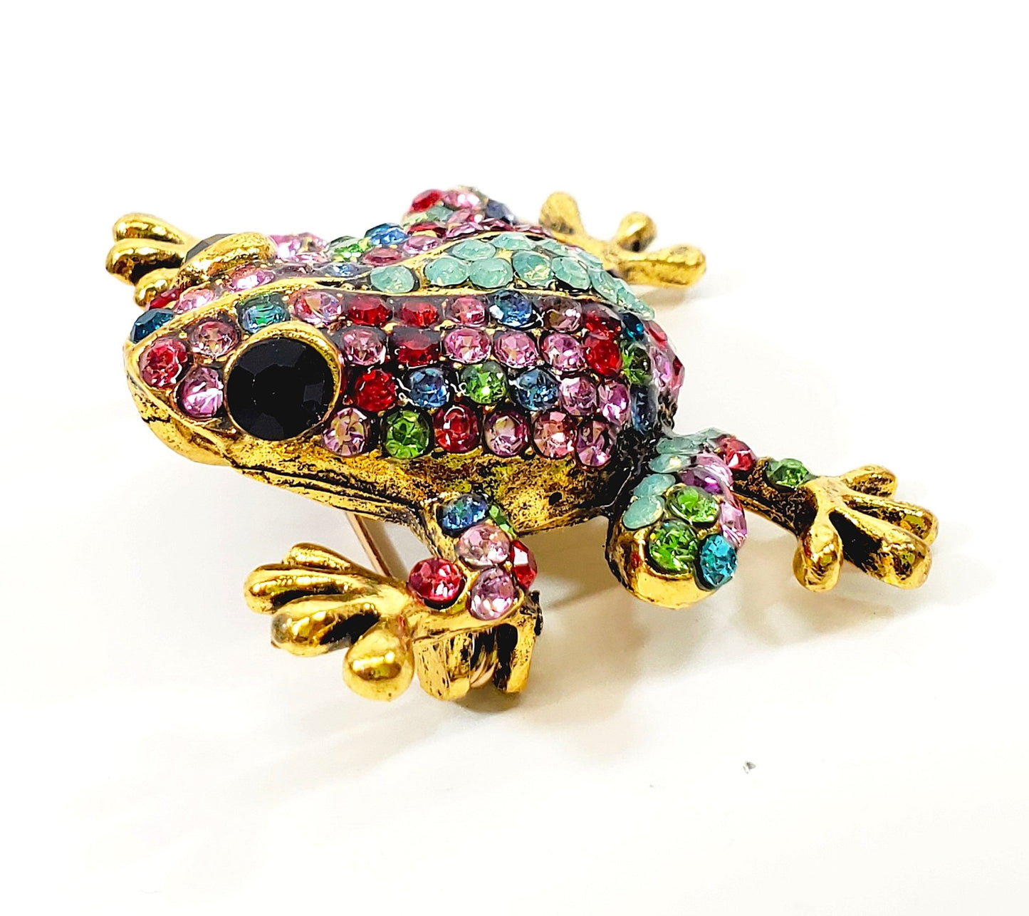 Crystal Frog Brooch Multi - Colored - Unique Collectibles