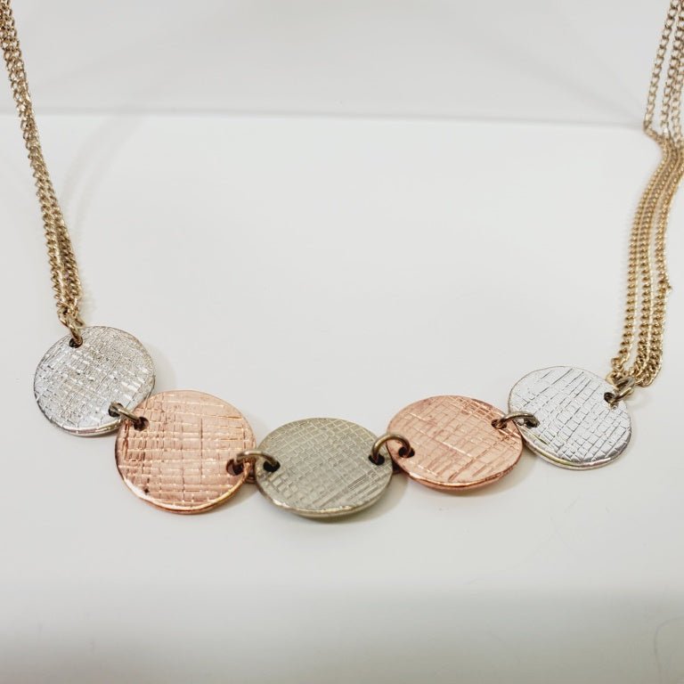 Vintage Necklace with Multi Coloured Circular Pendants 34" Long - Unique Collectibles