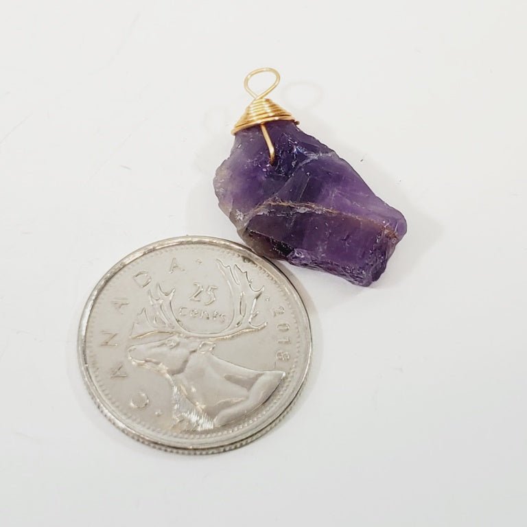 Hand Wired Amethyst Pendant - Unique Collectibles