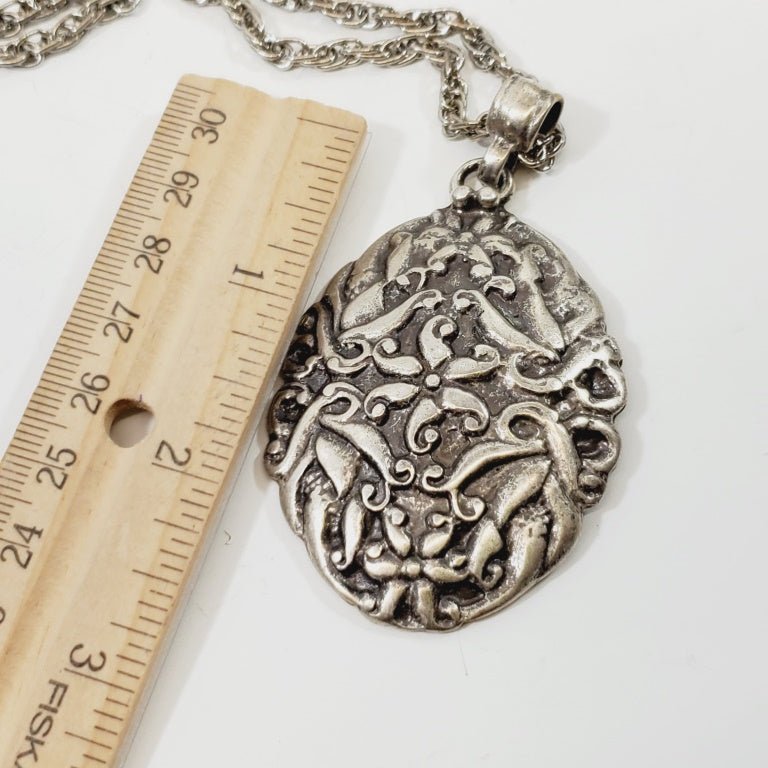 Vintage 1980's Sweater Necklace with Pendant 24" - Unique Collectibles