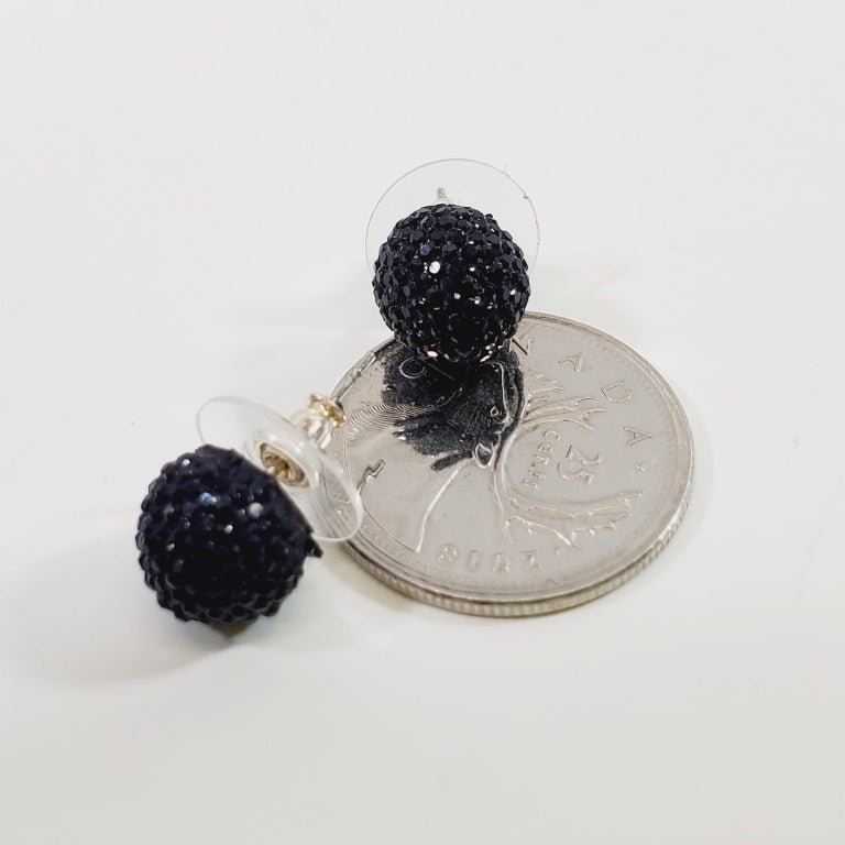 Black Crystal Beaded Pierced Earrings - Unique Collectibles