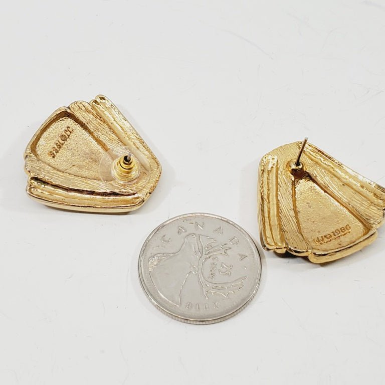 1986 Vintage Pierced Earrings Signed JJ - Unique Collectibles