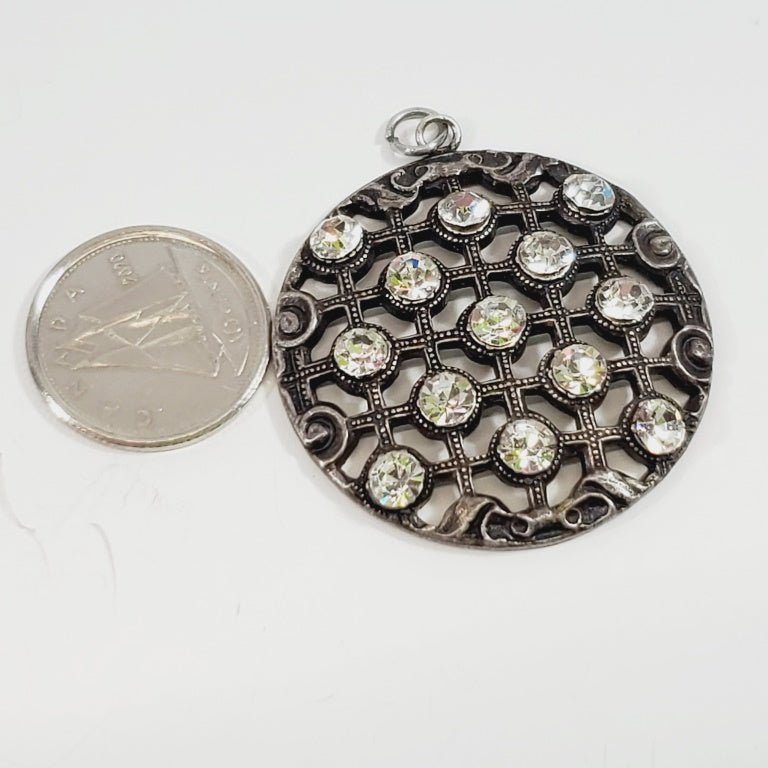 Vintage Bronze Crystal Pendant - Unique Collectibles