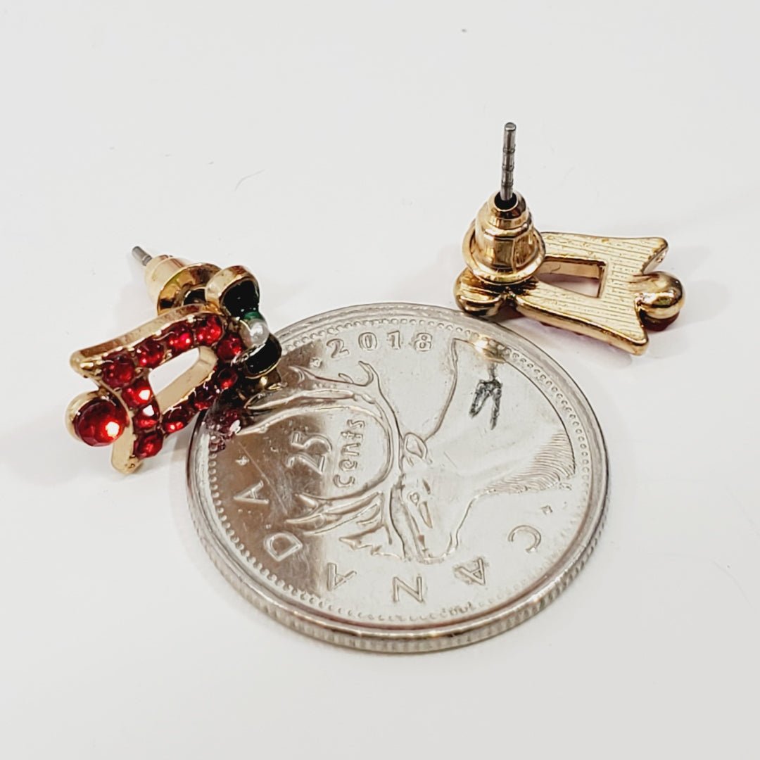 Crystal Christmas Earrings Red Bells - Unique Collectibles