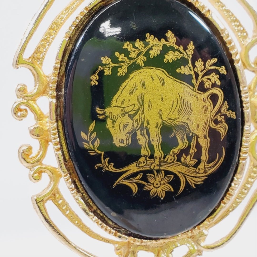 Vintage Taurus Zodiac Bull Pendant - Unique Collectibles