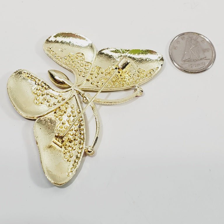 Enamel and Crystal Butterfly Brooch - Unique Collectibles