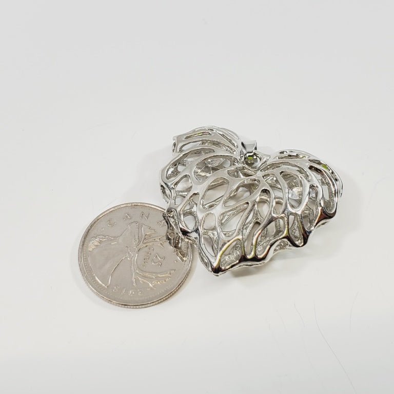 Silver Tone Filigree Heart Shaped Pendant - Unique Collectibles
