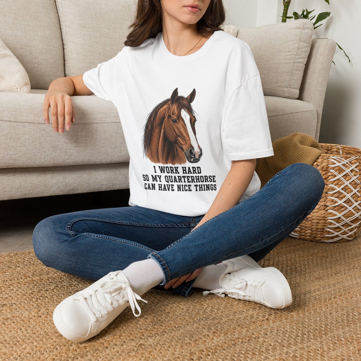 Quarter Horse Portrait T-Shirt | I Work Hard So My Quarterhorse Can Have [...]