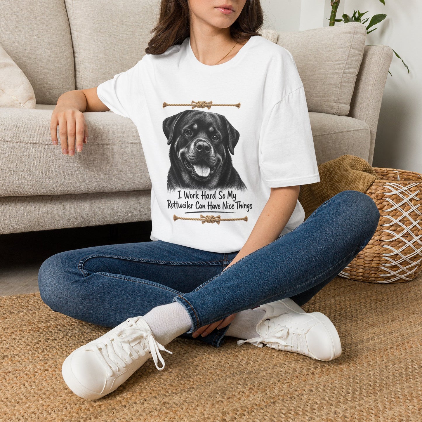 Rottweiler Face T-Shirt | I Work Hard So My Rottweiler Can Have Nice Things