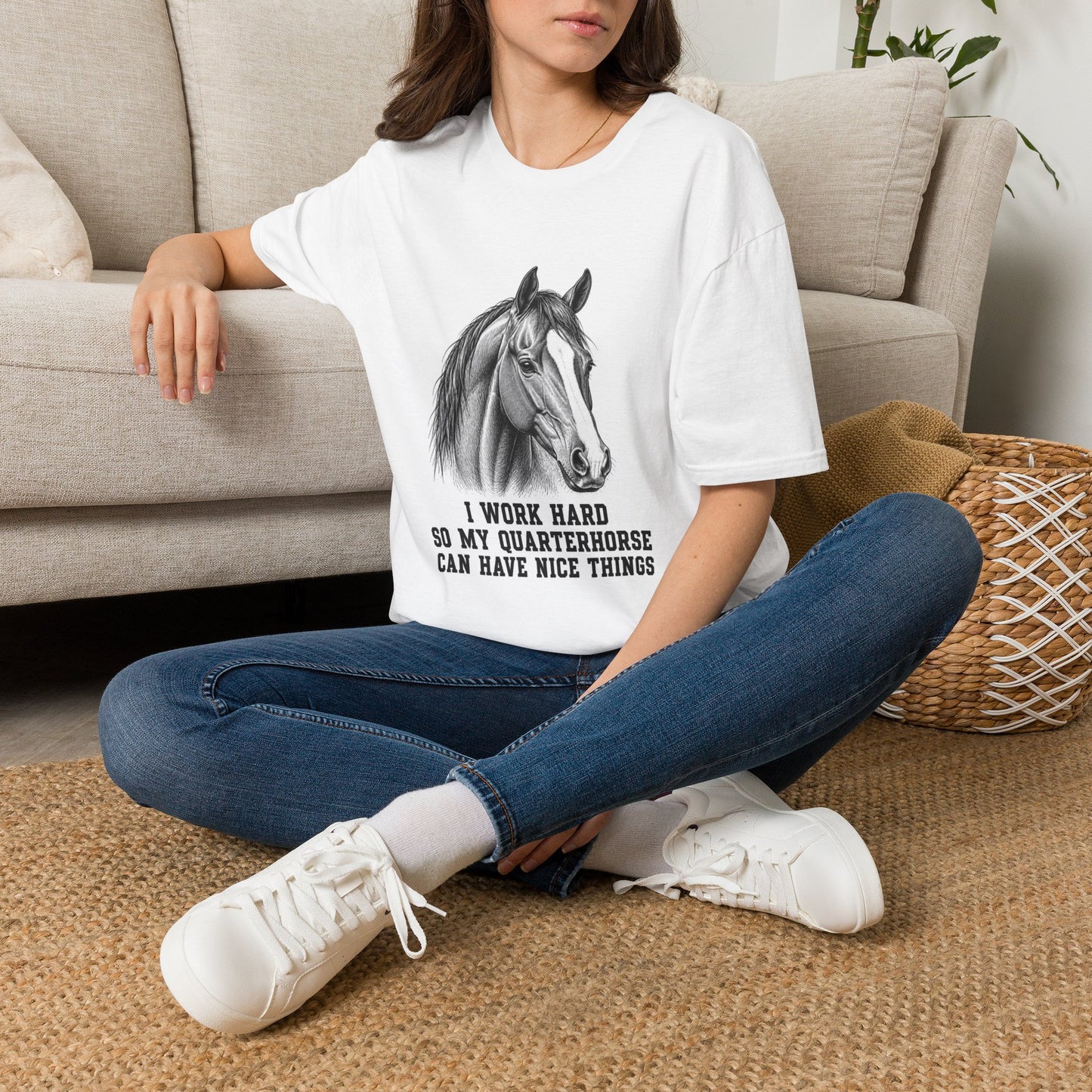 Quarter Horse Portrait T-Shirt | I Work Hard So My Quarterhorse Can Have [...]