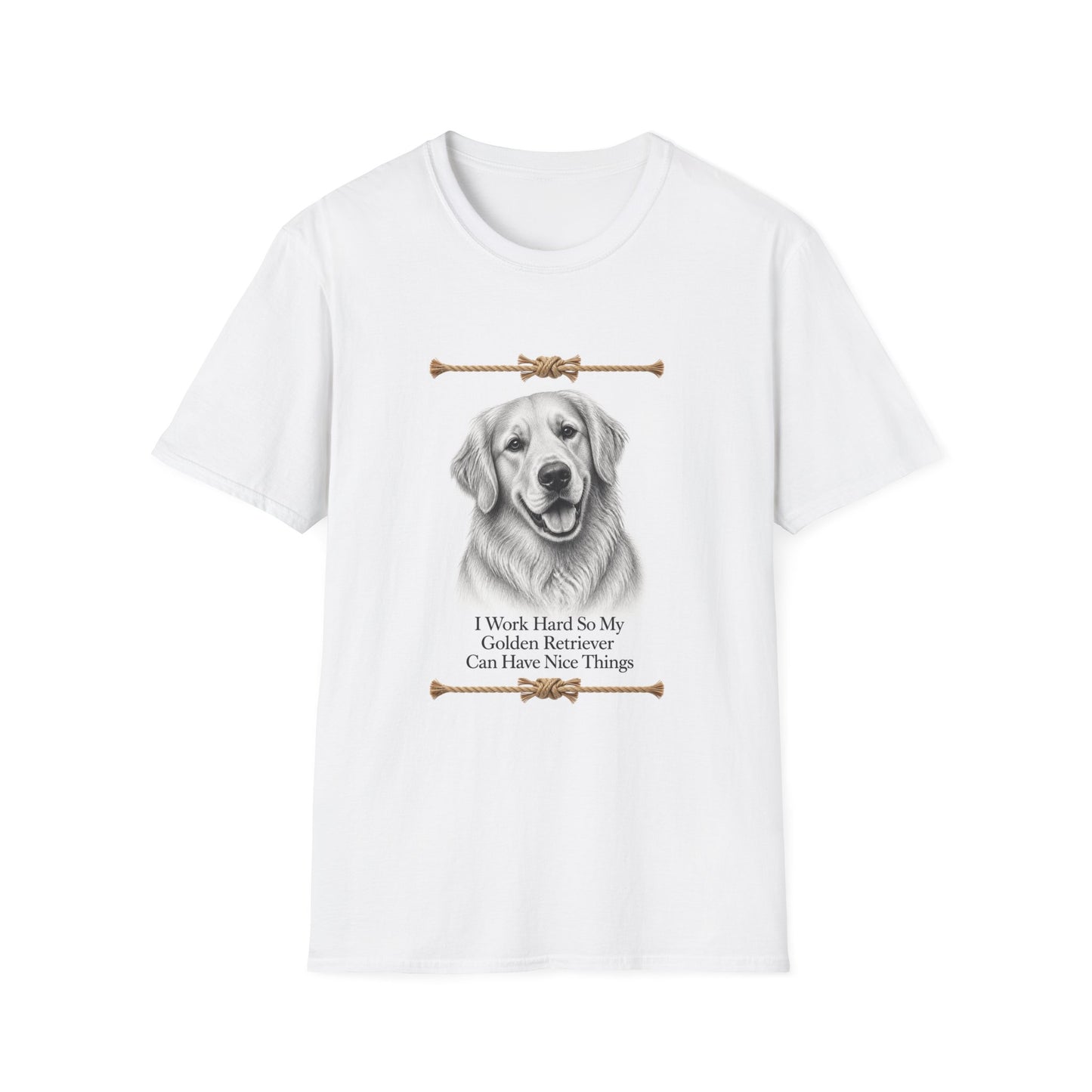 Golden Retriever Portrait T-Shirt | Dog Lover Tee, Rope Accent