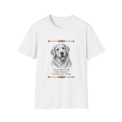 Golden Retriever Portrait T-Shirt | Dog Lover Tee, Rope Accent