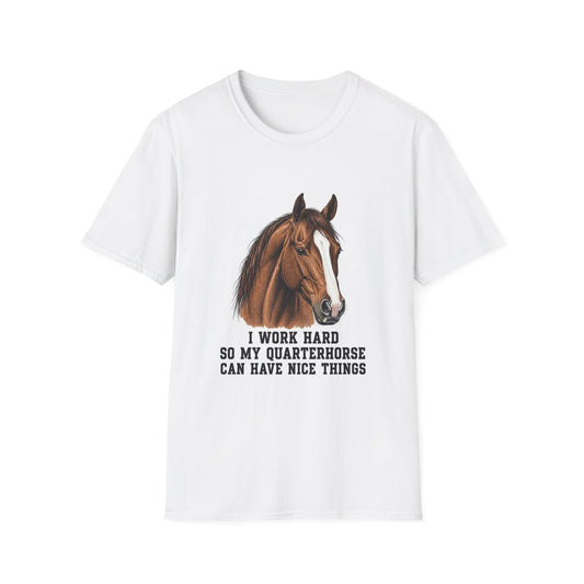 Quarter Horse Portrait T-Shirt | I Work Hard So My Quarterhorse Can Have [...]