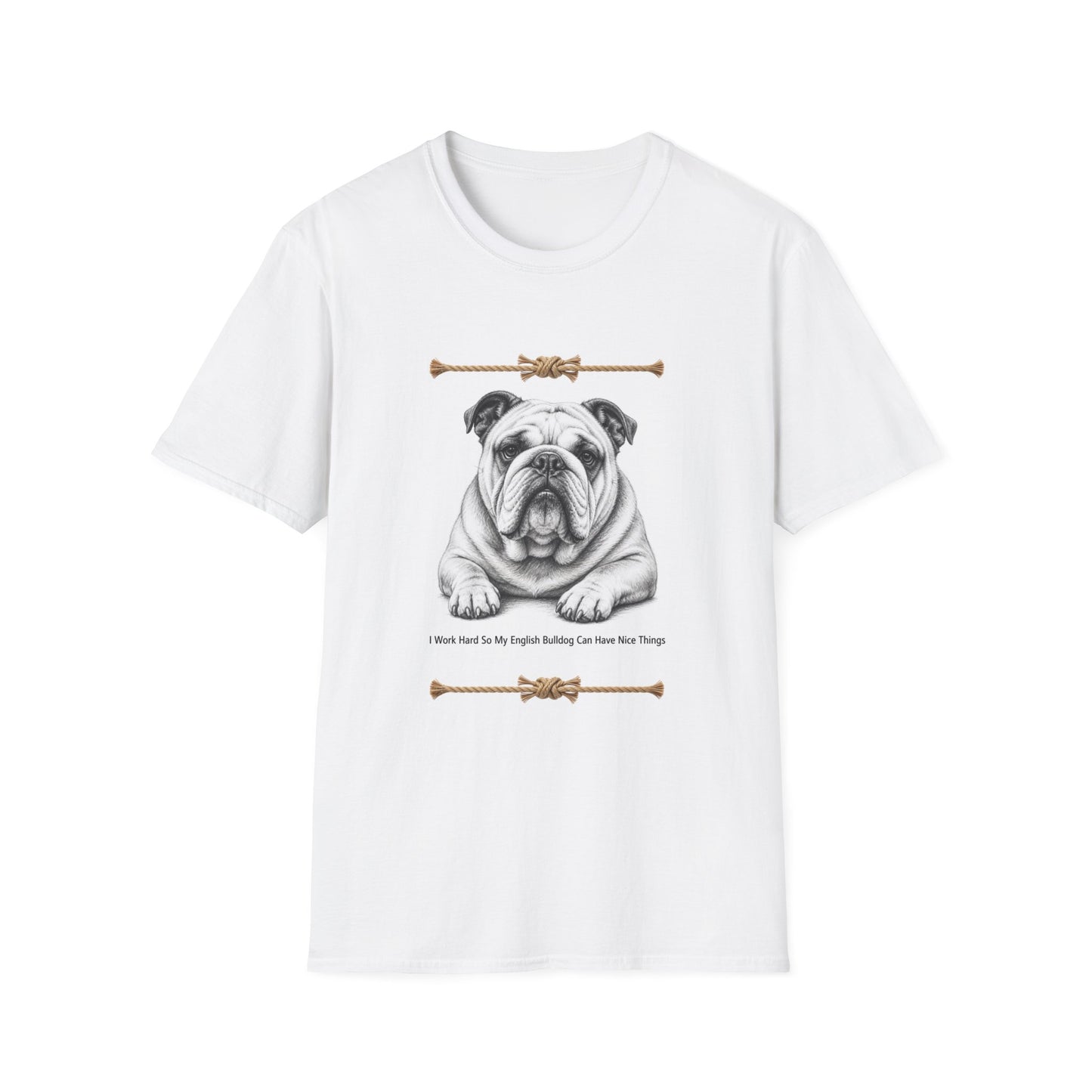 Bulldog Illustration T-Shirt | Vintage Rope Accent