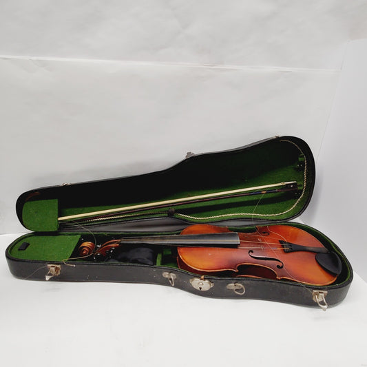 Antique Copy Of Antonius Stradivarius Vioin with Nippon Bow & Black Case