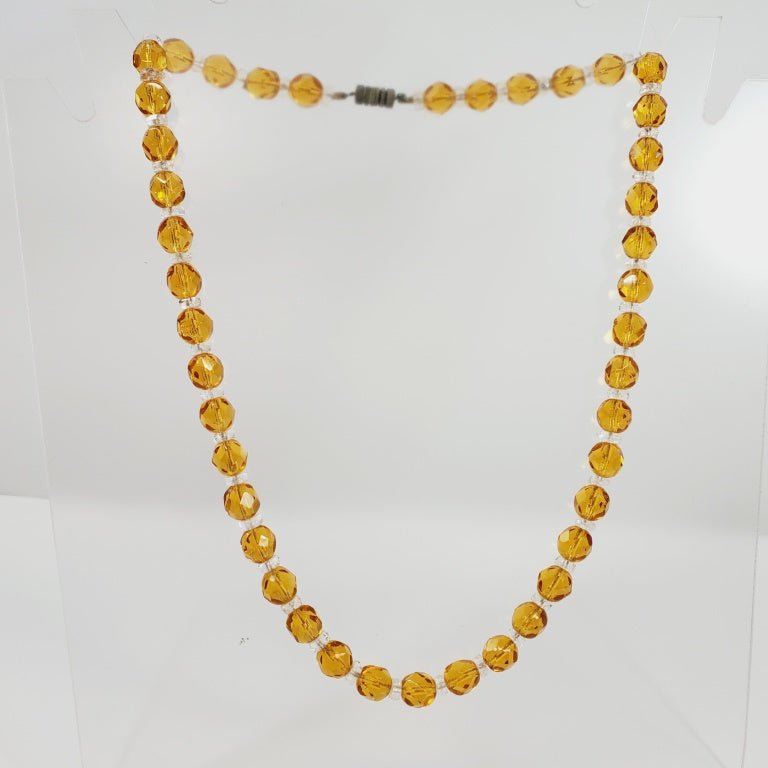 Vintage Yellow Crystal Beaded 18" Necklace - Unique Collectibles