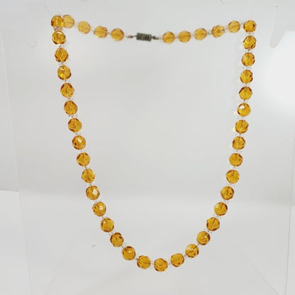 Vintage Yellow Crystal Beaded 18" Necklace - Unique Collectibles