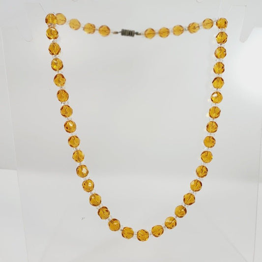 Vintage Yellow Crystal Beaded 18" Necklace - Unique Collectibles