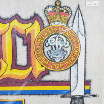 Vintage Fabric Silkscreened Wall Art Princess Patricia's Light Infantry - Unique Collectibles