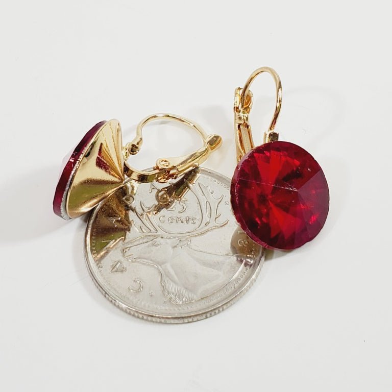 Red Crystal Pierced Earrings - Unique Collectibles