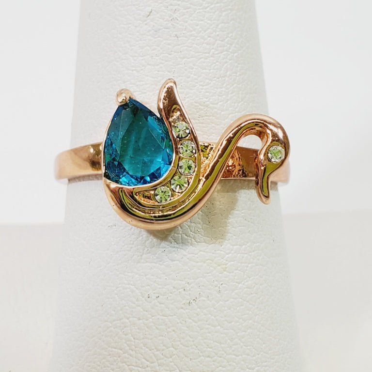 Crystal Swan Ring Size 9 - Unique Collectibles