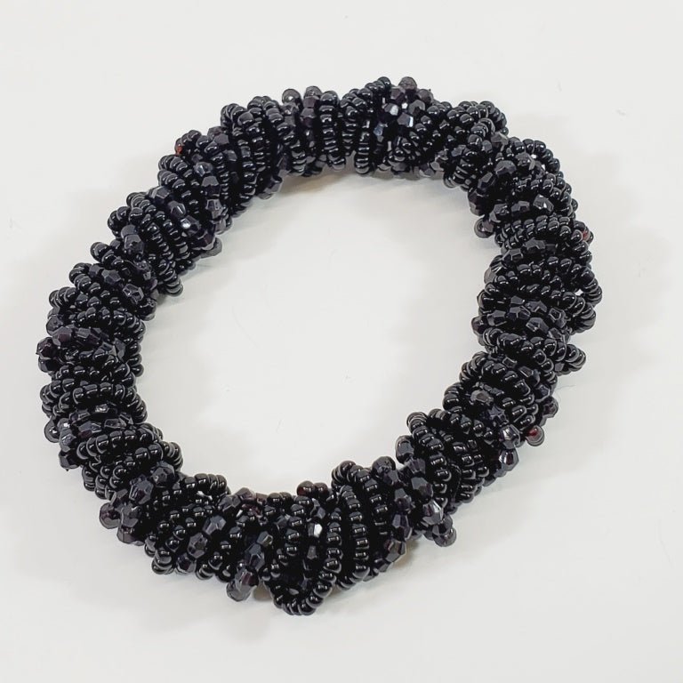 Black Beaded Twist Bracelet - Unique Collectibles