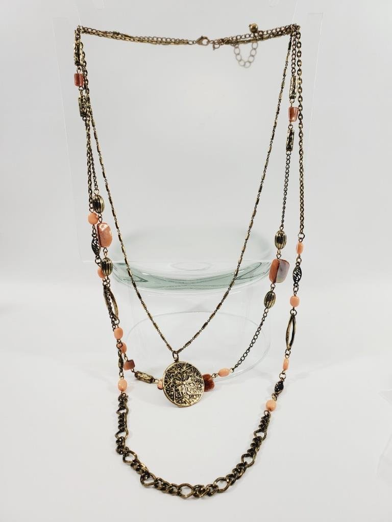 Vintage Triple Strand Necklace 27" - Unique Collectibles