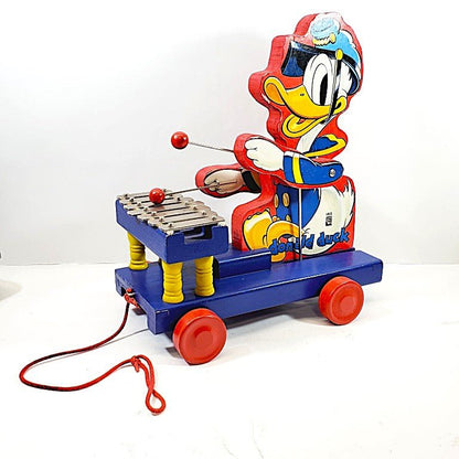 Fisher - Price Donald Duck Xylophone Wooden Pull Toy 185 1938 - 1952 - Unique Collectibles