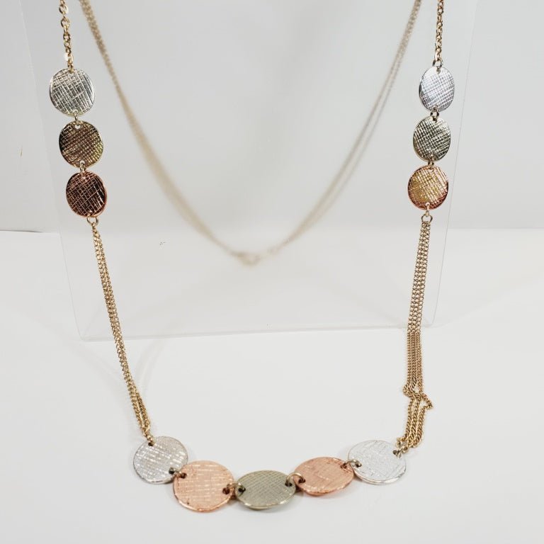 Vintage Necklace with Multi Coloured Circular Pendants 34" Long - Unique Collectibles