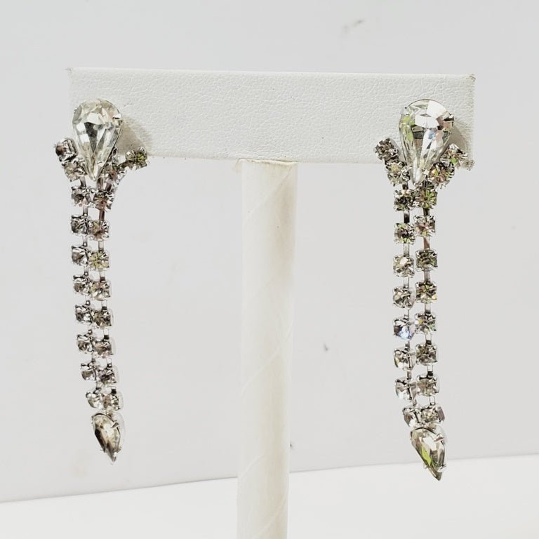 Vintage Clip On Rhinestone Earrings - Unique Collectibles