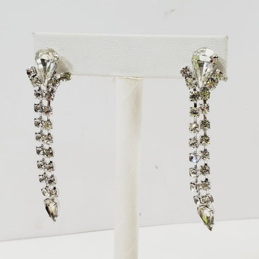 Vintage Clip On Rhinestone Earrings - Unique Collectibles