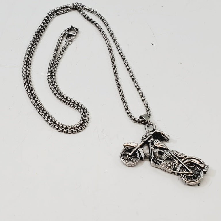 Motorcycle Pendant Necklace 22" - Unique Collectibles