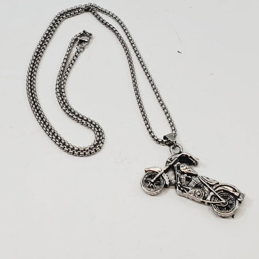 Motorcycle Pendant Necklace 22" - Unique Collectibles