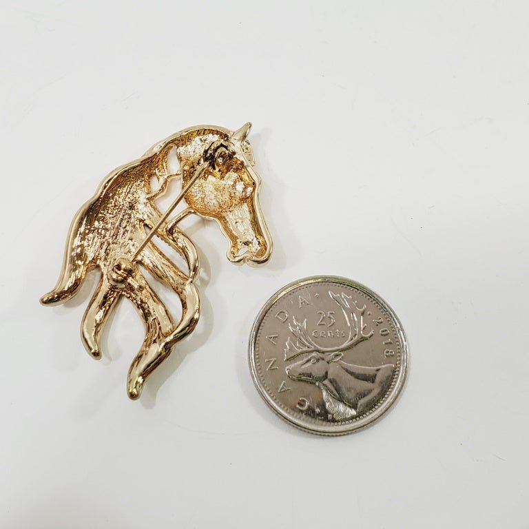Crystal Horsehead Brooch - Unique Collectibles