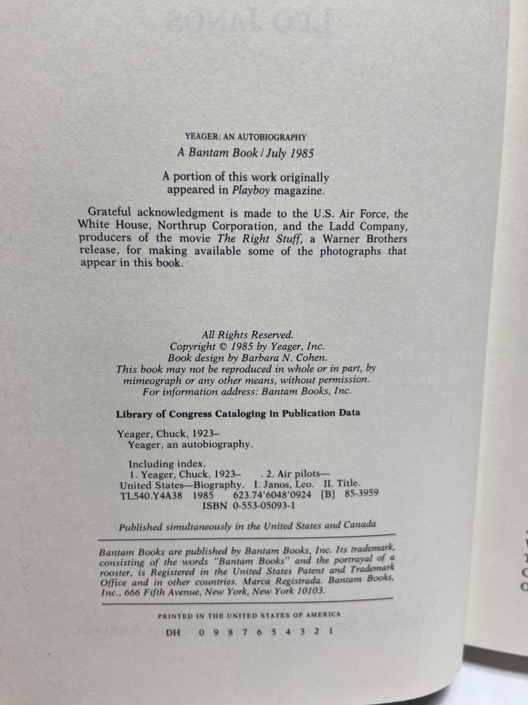 BOOK Yeager Autobiography by General Chuck Yeager and Leo Janos - Unique Collectibles
