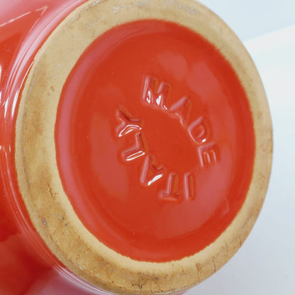 Red Pottery Pitcher with Black Made in Italy Vintage - Unique Collectibles