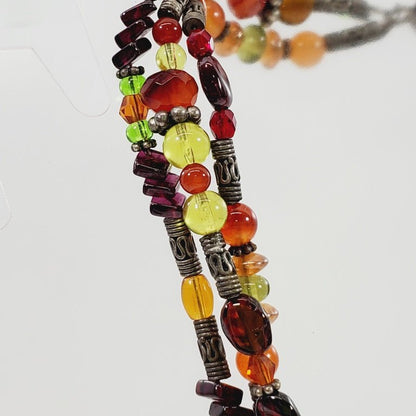Glass Bead Triple Strand Necklace 16" - Unique Collectibles