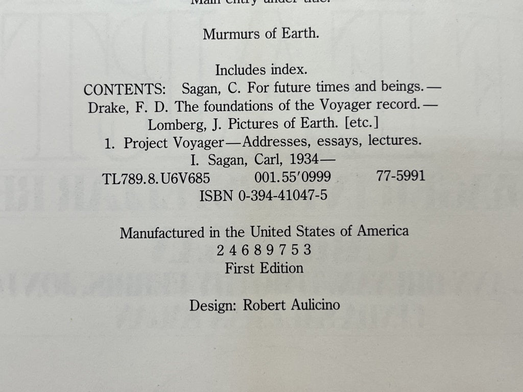 First Edition Murmurs of Earth by Carl Sagan - Unique Collectibles