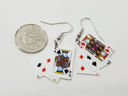 Quality Metal Poker Hands Earrings - Unique Collectibles