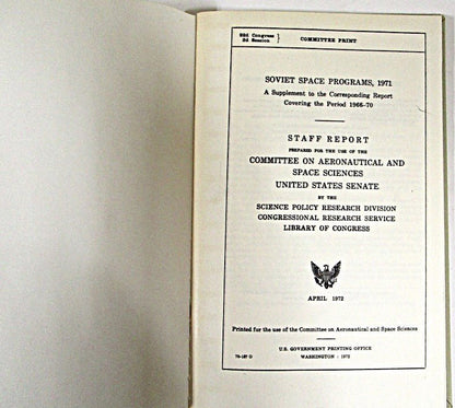 1971 Soviet Space Programs Report Covering 1966 - 70 - Unique Collectibles