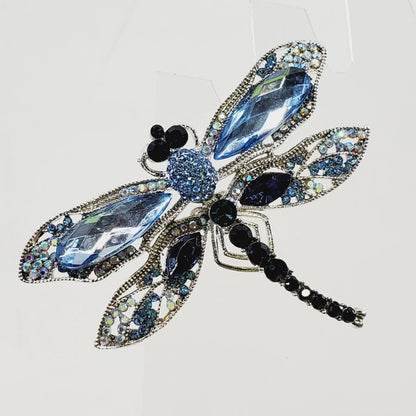 Blue Crystal Dragonfly Brooch - Unique Collectibles