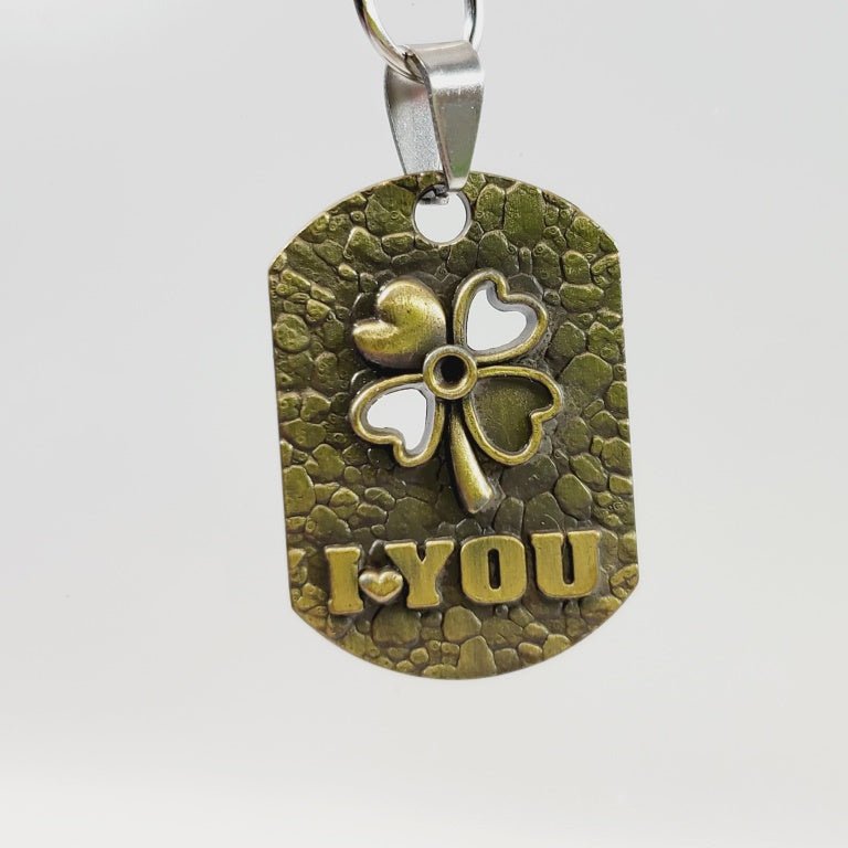 Bronze Clover I Love You Pendant - Unique Collectibles