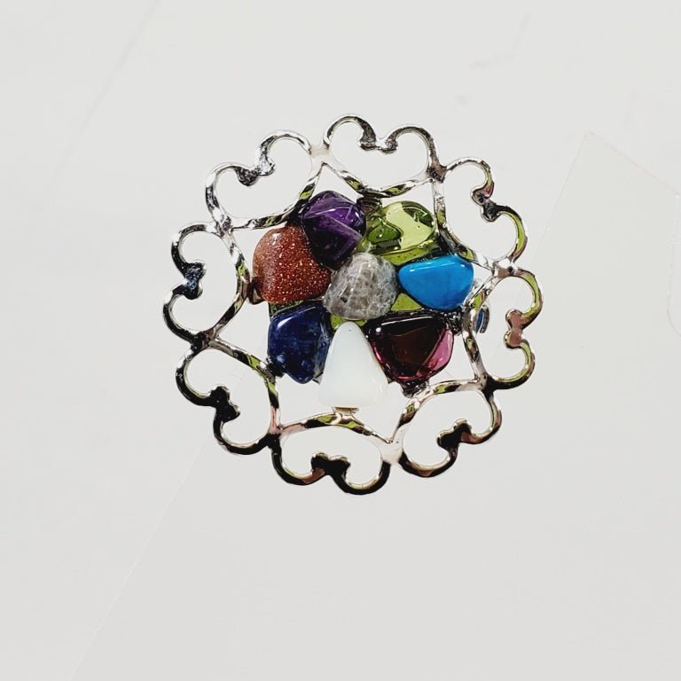 Vintage Brooch Mixed Stones - Unique Collectibles