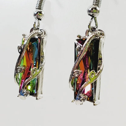 Rainbow Crystal Dangly Earrings - Unique Collectibles